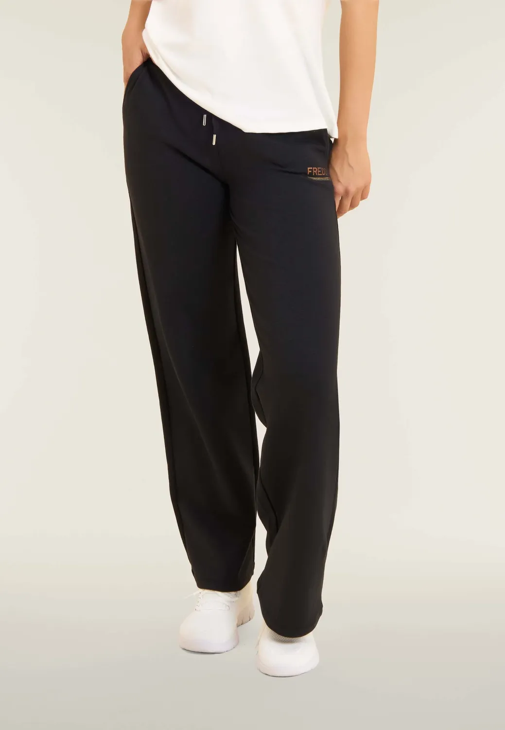 Freddy Strass Wide Leg Hose Schwarz Modal