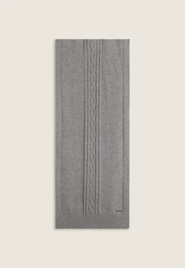 Freddy Zopf Strickschal Wolle Grau 154 cm warm