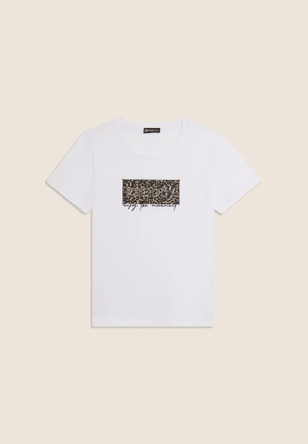 Freddy Leo Print T-Shirt Weiß mit Nieten-Logo