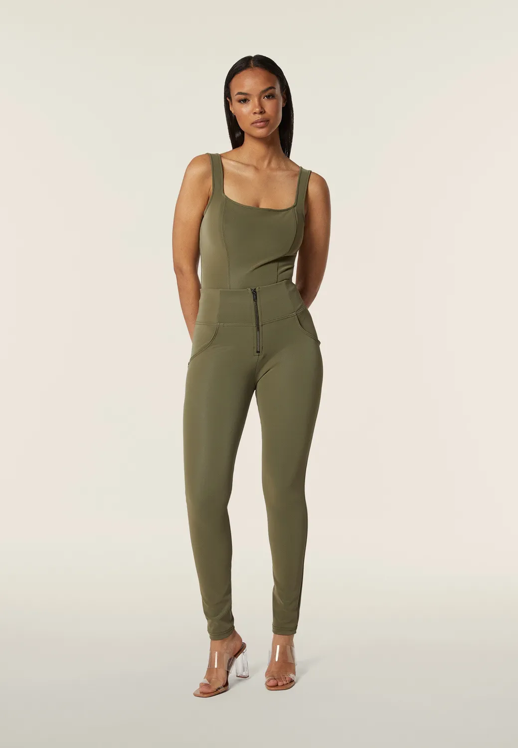 Freddy Body Damen Kunstleder Schwarz Eckig M