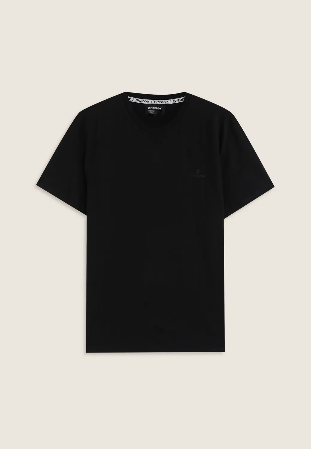 Freddy T-Shirt Regular Rundhals Schwarz aus Baumwolle