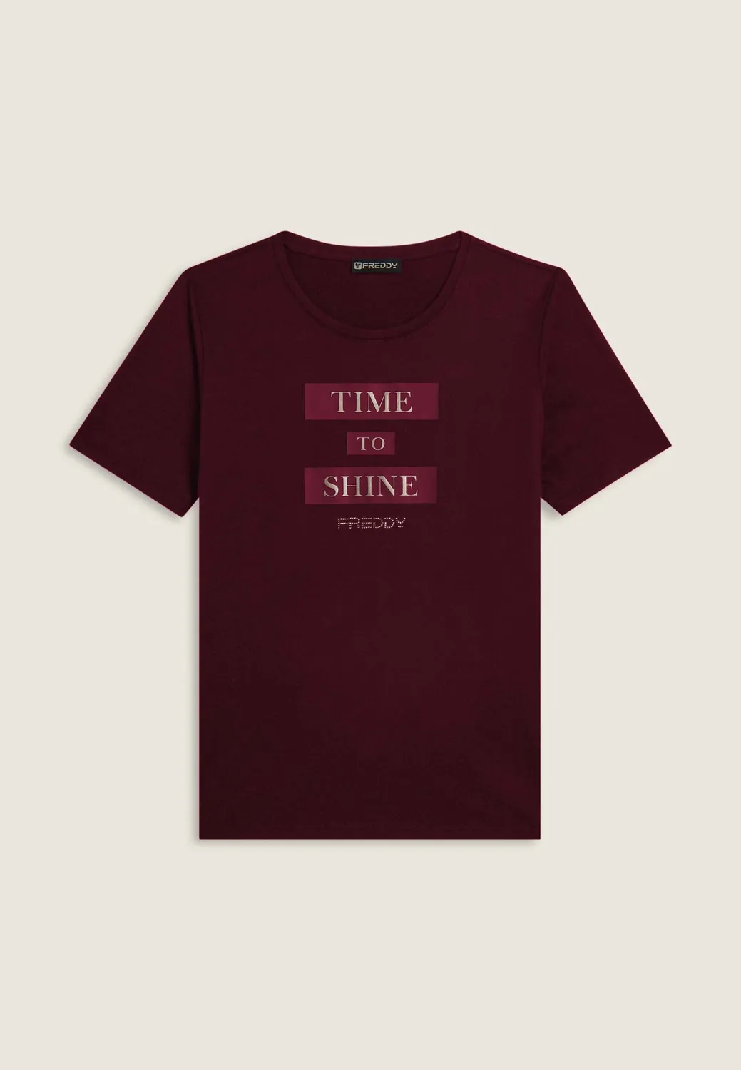 Freddy T-Shirt Damen Time to Shine Fig mit Strass