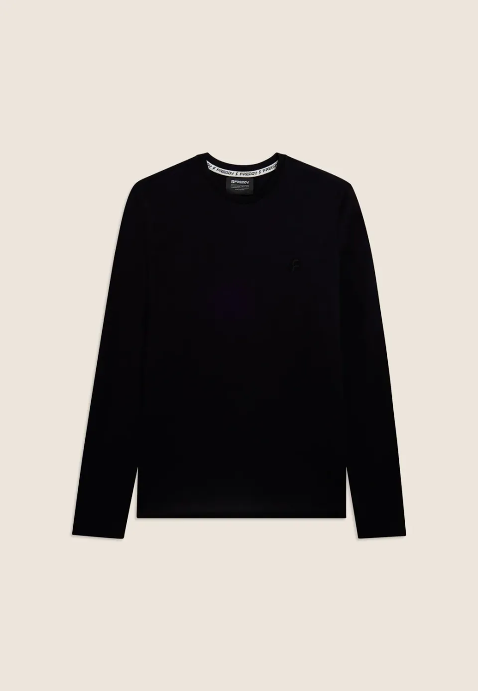 Freddy Langarmshirt Baumwolle Sticklogo Schwarz Regular Fit