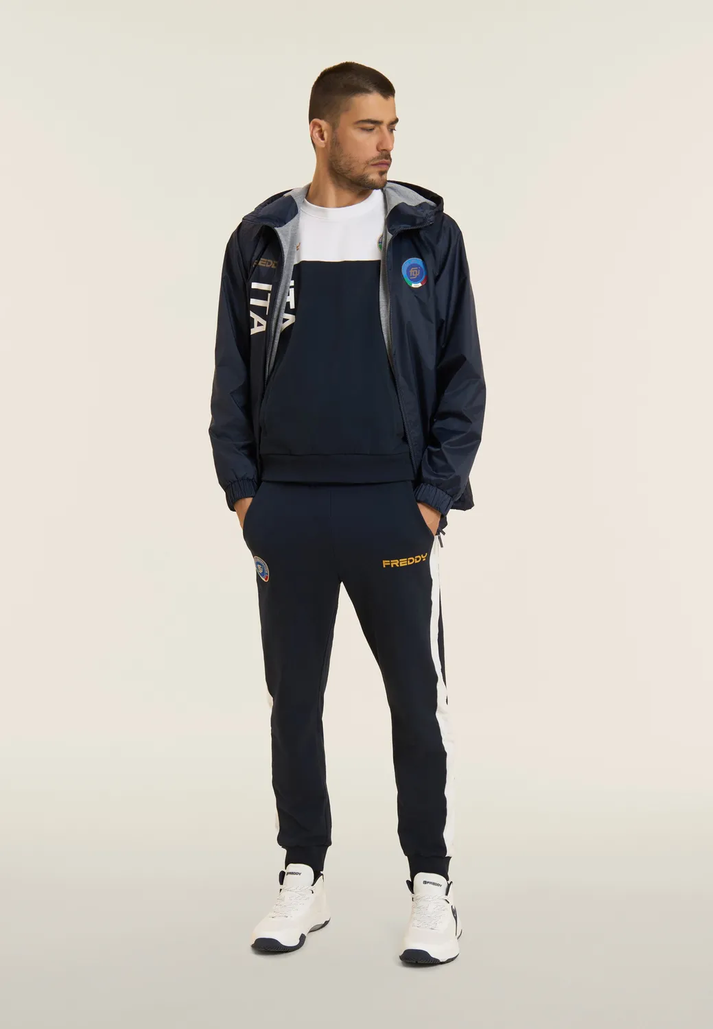 Freddy Italia FGI Trainingsanzug Dunkelblau-Weiß Fleece