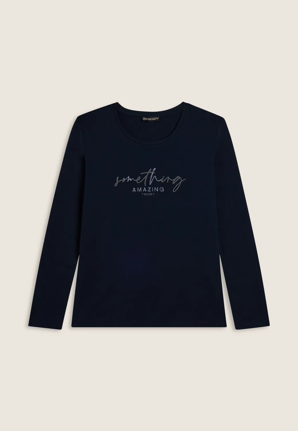 Freddy Langarmshirt Damen Nero Something Amazing Strass