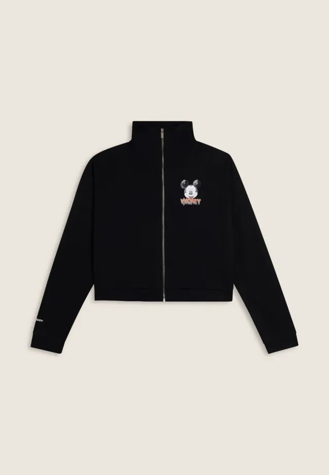 Freddy Mickey Mouse Sweatjacke Schwarz mit Zip Pailletten