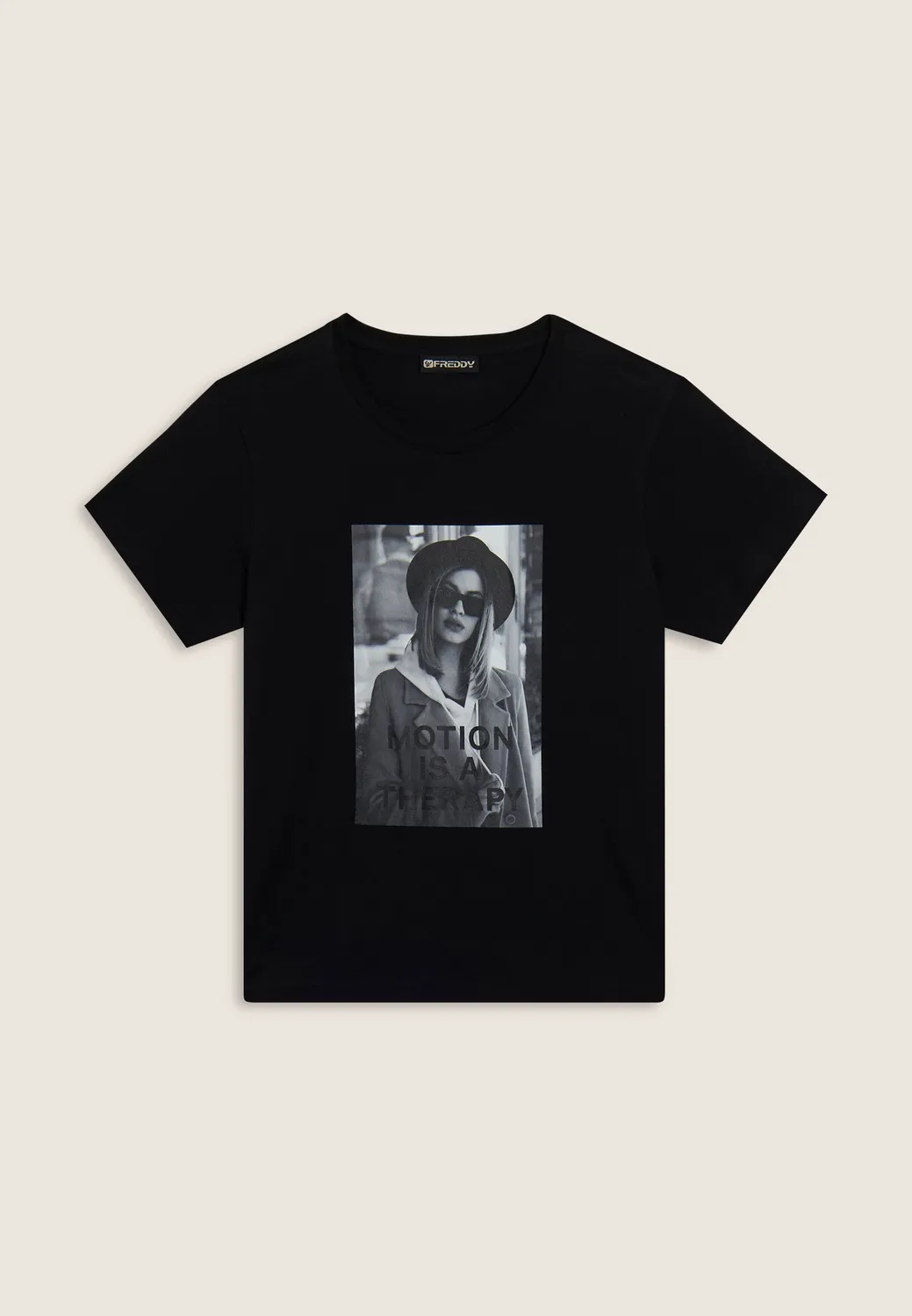 Freddy Regular T-Shirt Damen Jersey Schwarz mit Fotoprint
