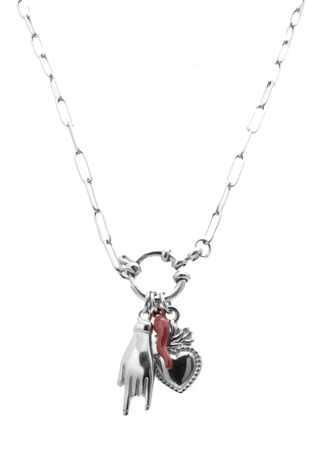 Freddy Kette Silber Herz Edelstahl 45 cm Charms
