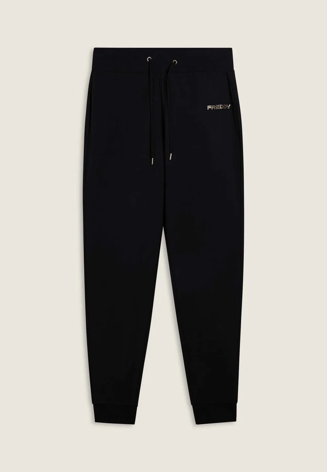 Freddy Jogginghose Damen Fleece Schwarz mit Kordelzug
