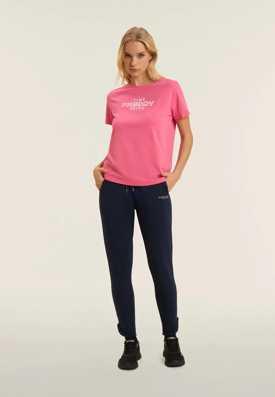 Freddy Damen Sporthose Slim Baumwolle Kordelzug