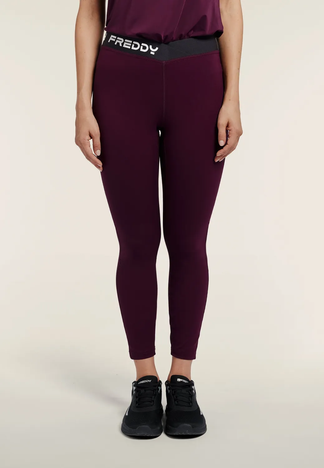 Freddy 7/8 Leggings hoher Bund Jacquard schwarz blickdicht