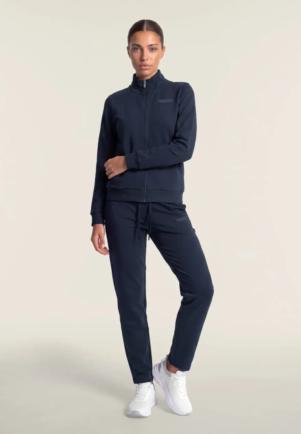 Freddy Trainingsanzug Damen Schwarz Perlen-Logo warm