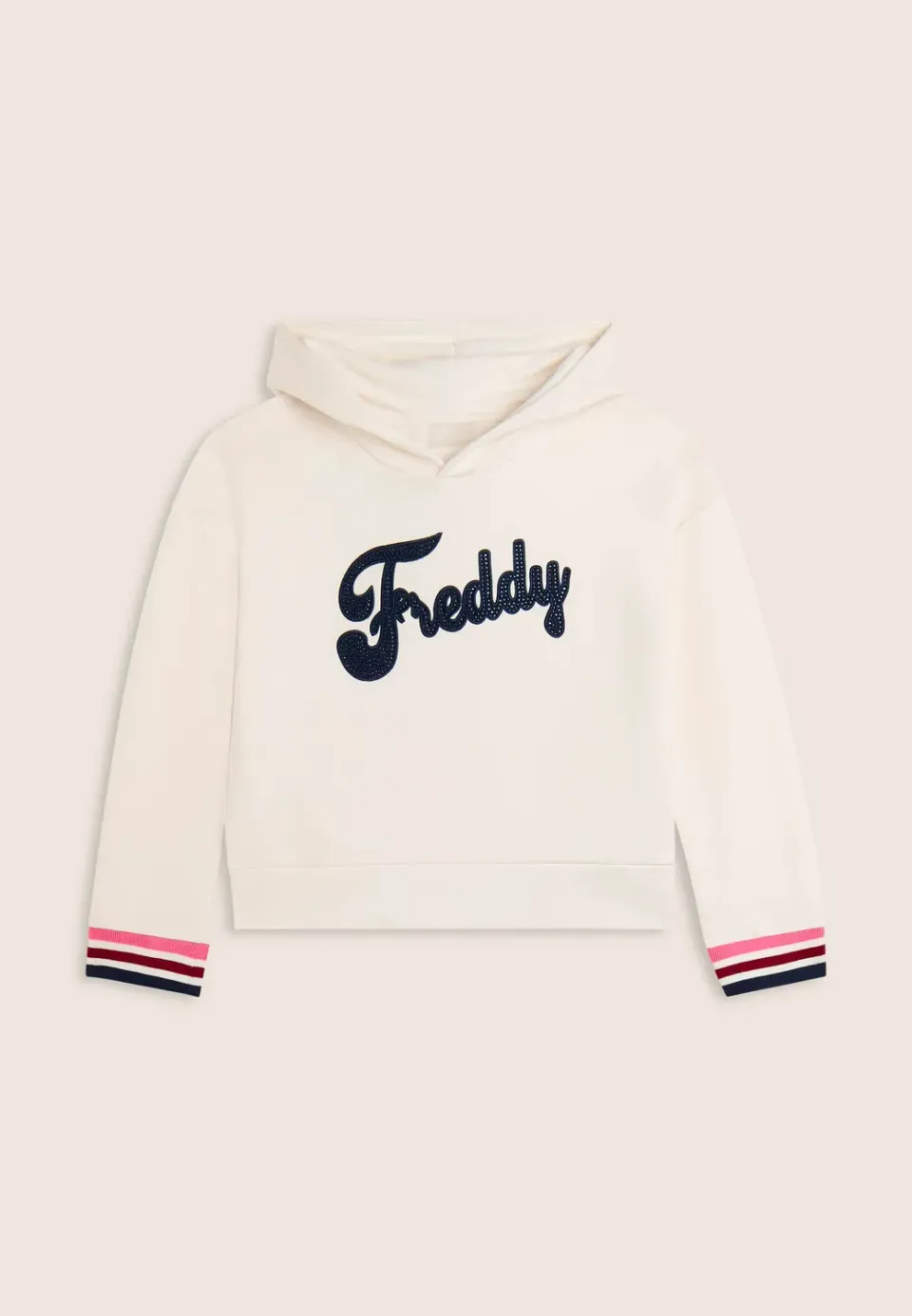 Freddy Mädchen Hoodie Milchweiß Strass Kapuze