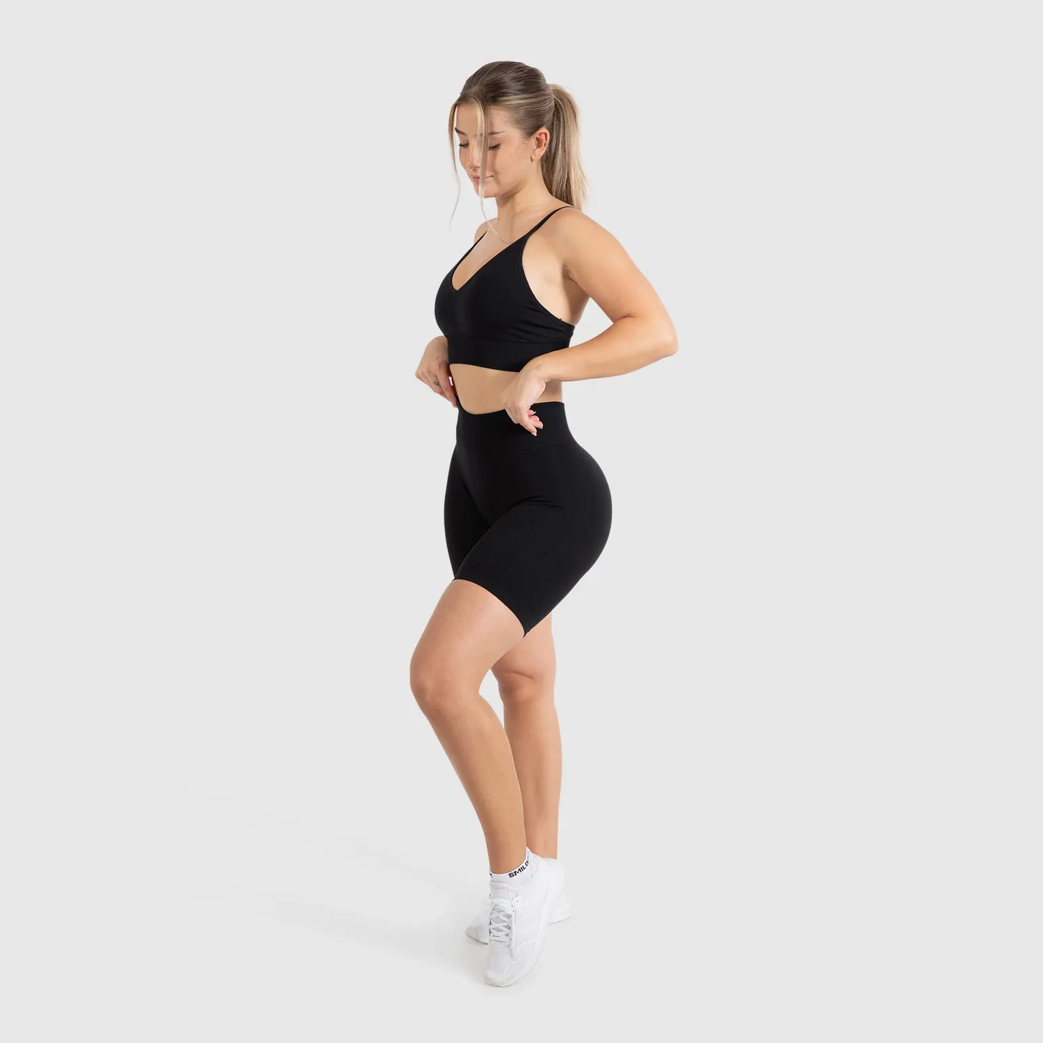 Smilodox Maria Solid Scrunch Sport BH Damen V-Ausschnitt