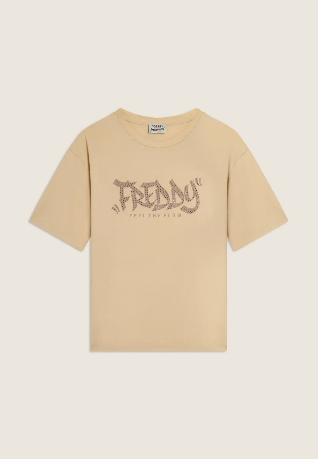 Freddy Feel the Flow T-Shirt Damen Schwarz Nieten-Print