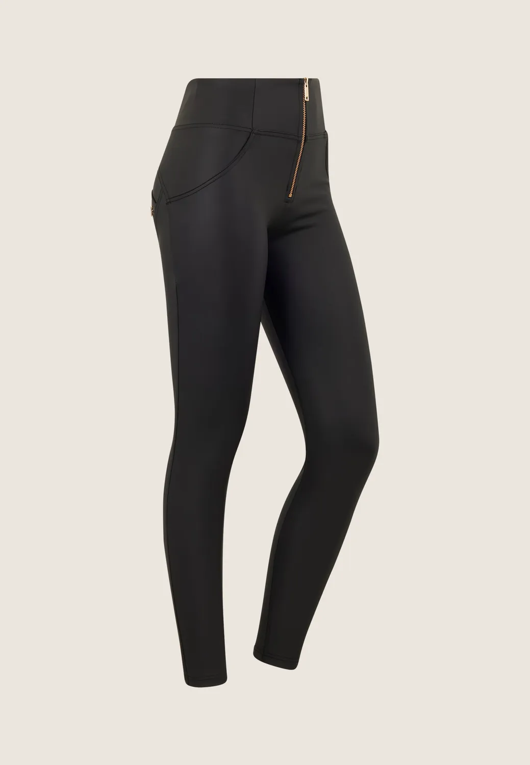 Freddy WR.UP Leggings Kunstleder Schwarz High Waist