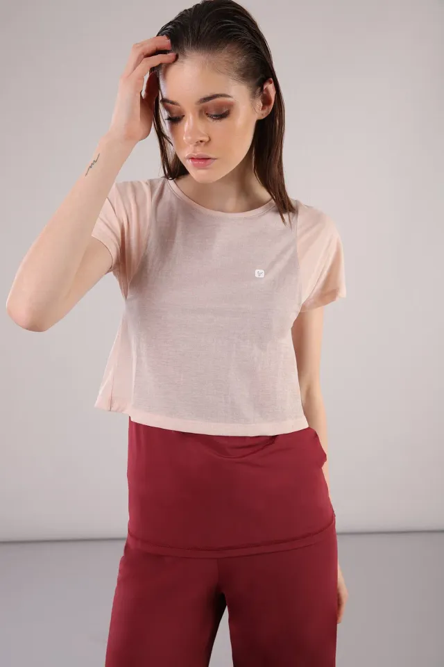 Freddy Yoga T-Shirt Kurzarm Cordovan-Cameo Rose atmungsaktiv