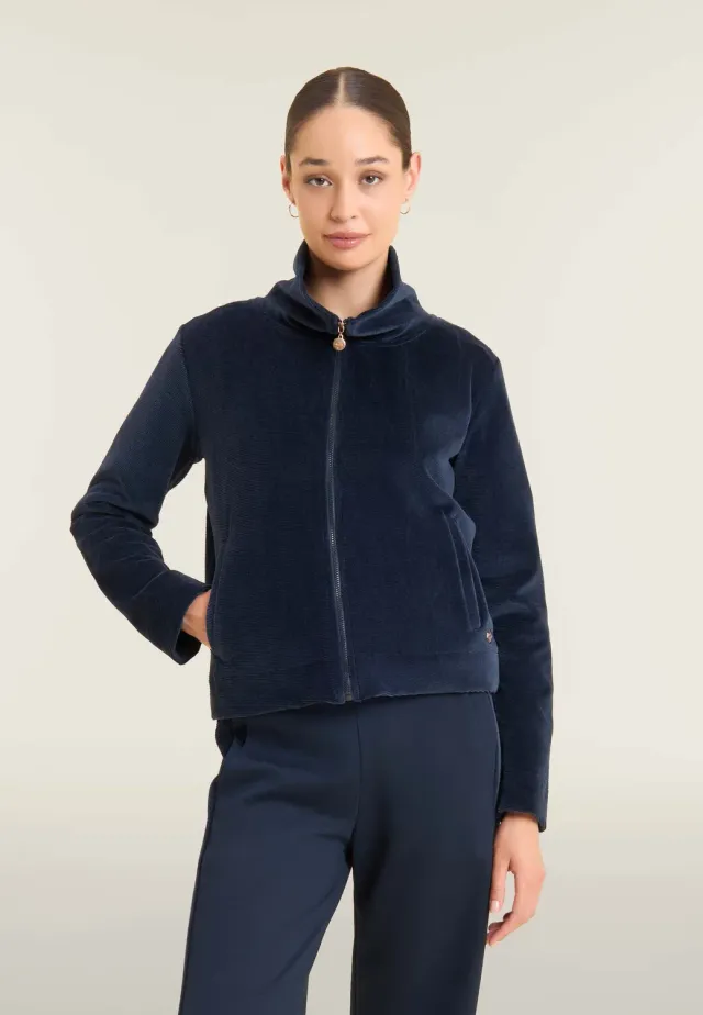 Freddy Cropped Sweatjacke Chenille Zip Dark Sapphire
