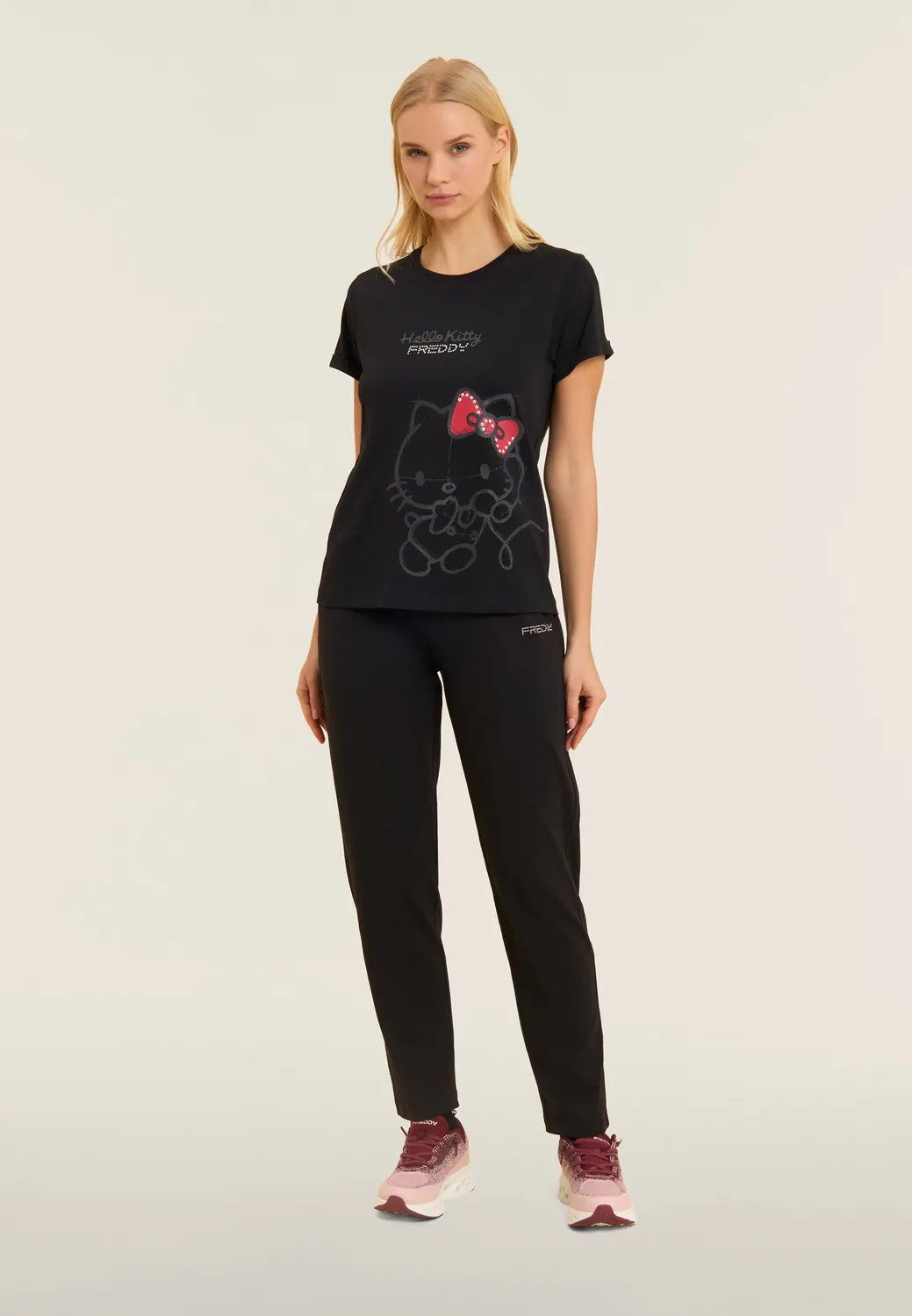 Freddy Regular Sporthose Damen Schwarz Rippenbund
