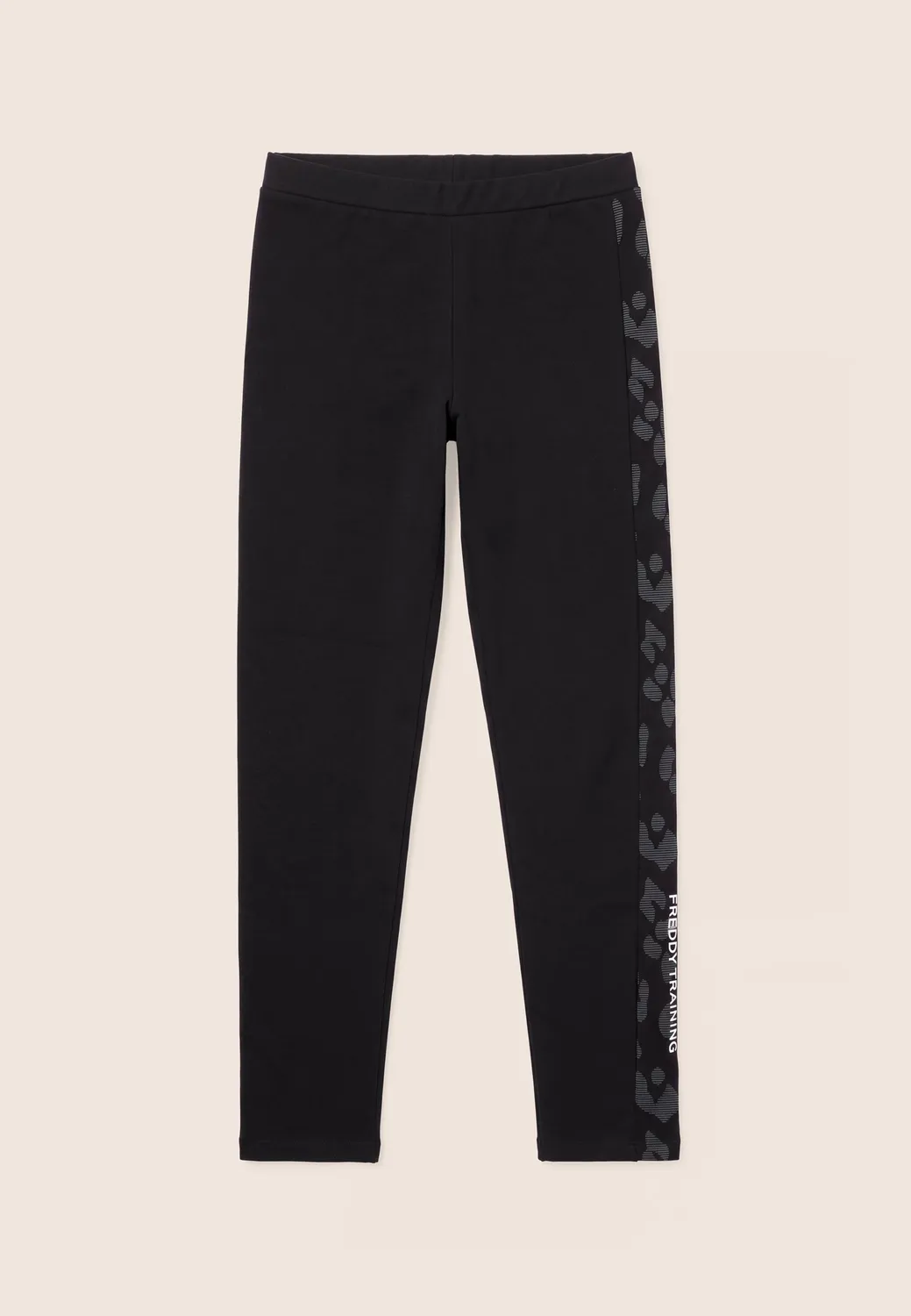 Freddy Training Leggings 7/8 Damen Schwarz Leo-Einsatz