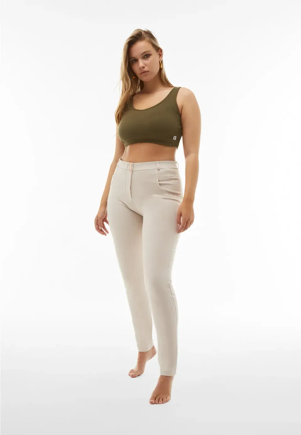Freddy WR.UP High Waist Chinohose Crystal Gray shaping
