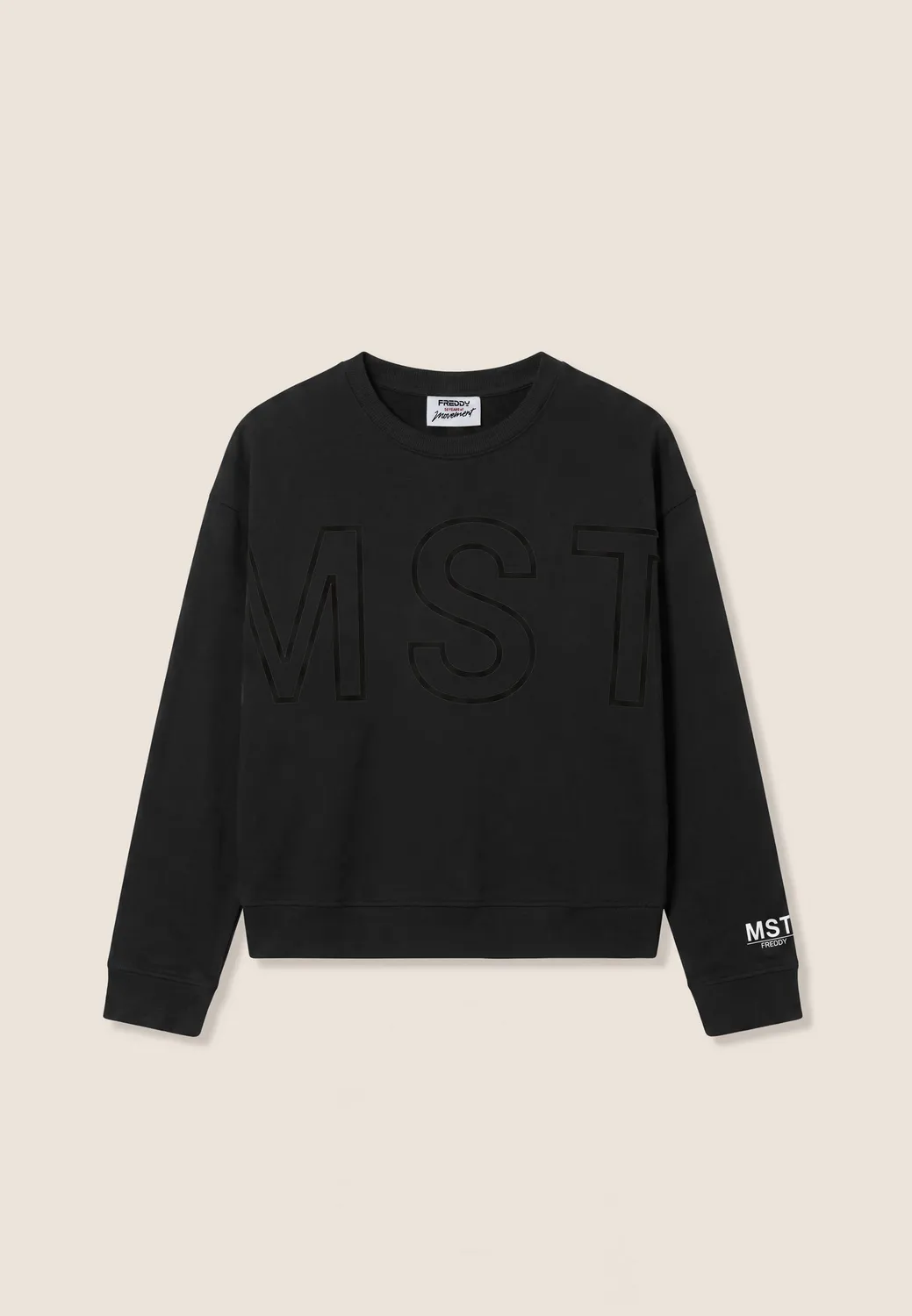 Freddy Oversize Cropped Sweatshirt Damen Schwarz Print