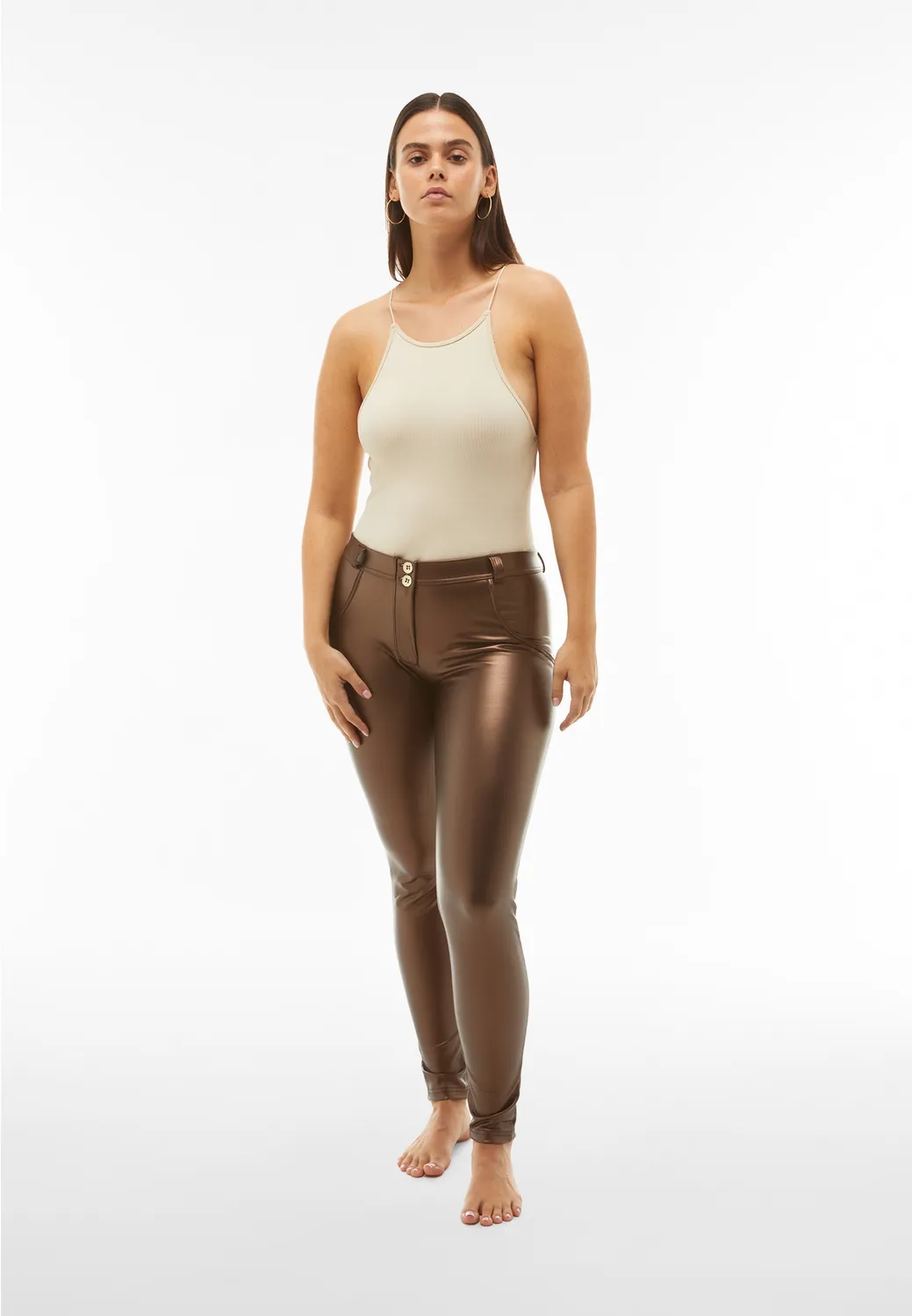Freddy WR.UP Kunstlederhose Bronze Mirror Metallic