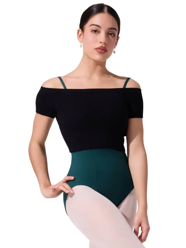 Capezio 11383W Cropped Pullover Schwarz schulterfrei