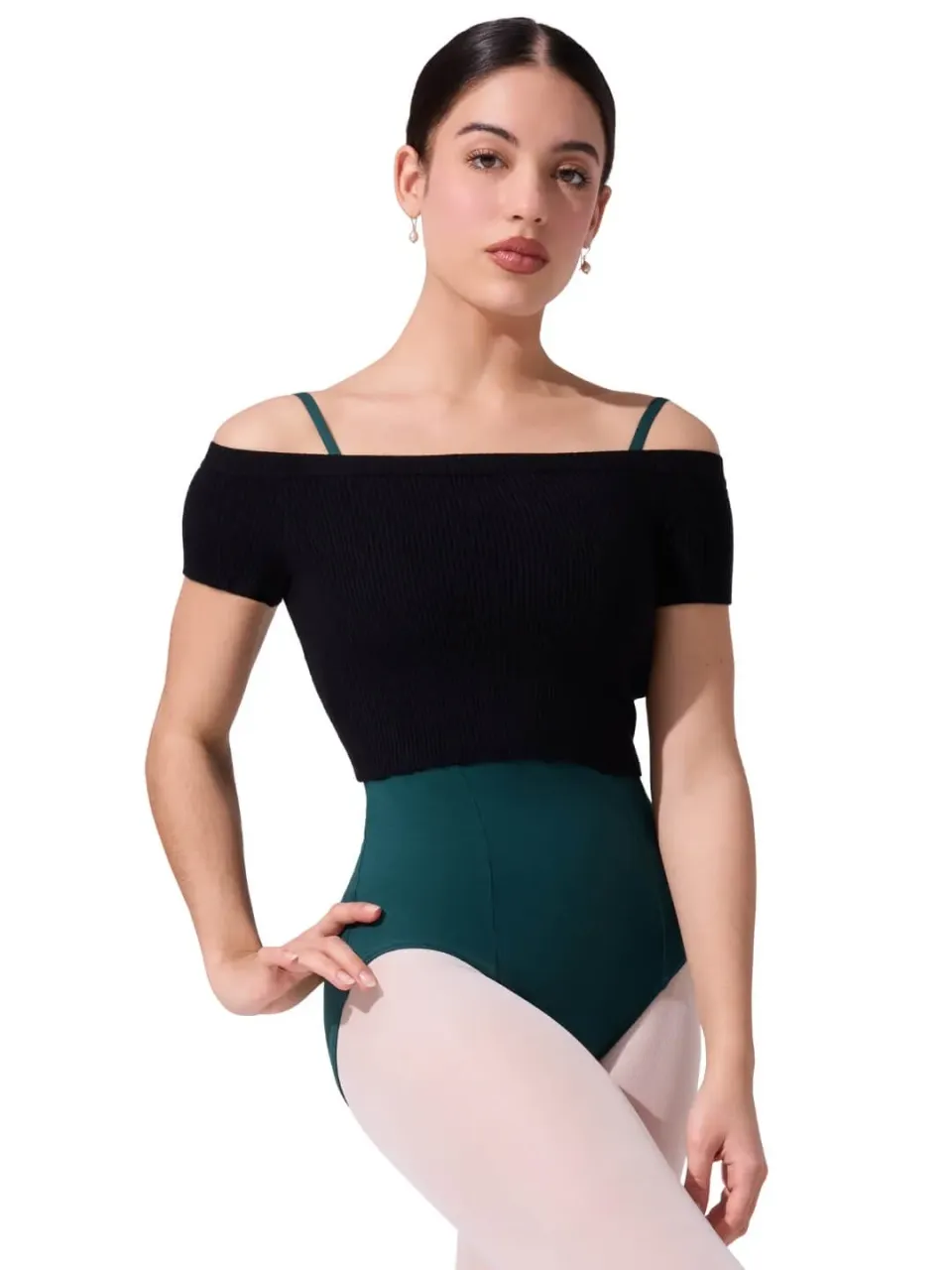 Capezio 11383W Cropped Pullover Schwarz schulterfrei