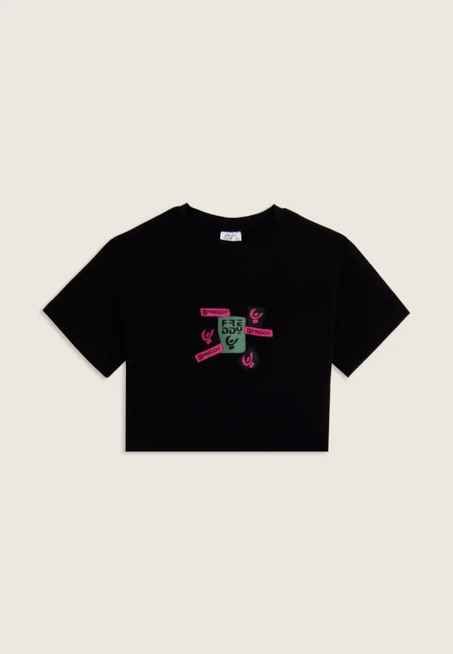 Freddy Junior Cropped T-Shirt Milk White Logoprint