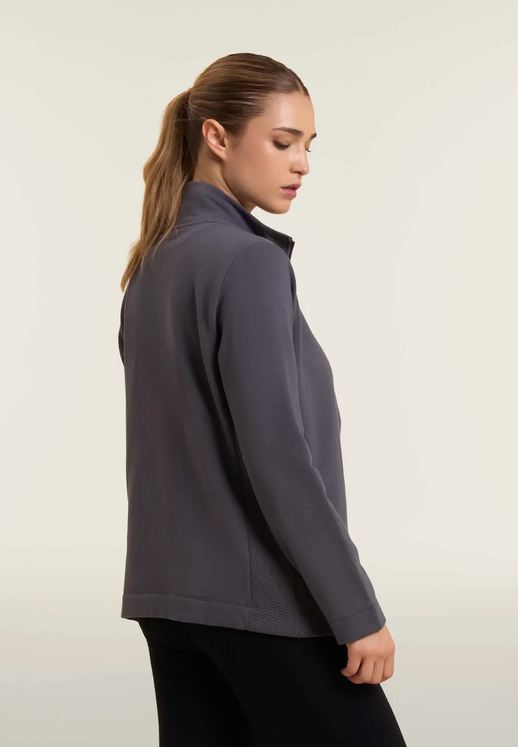 Freddy Full-Zip Micro-Zopf Sweatjacke Damen Schwarz