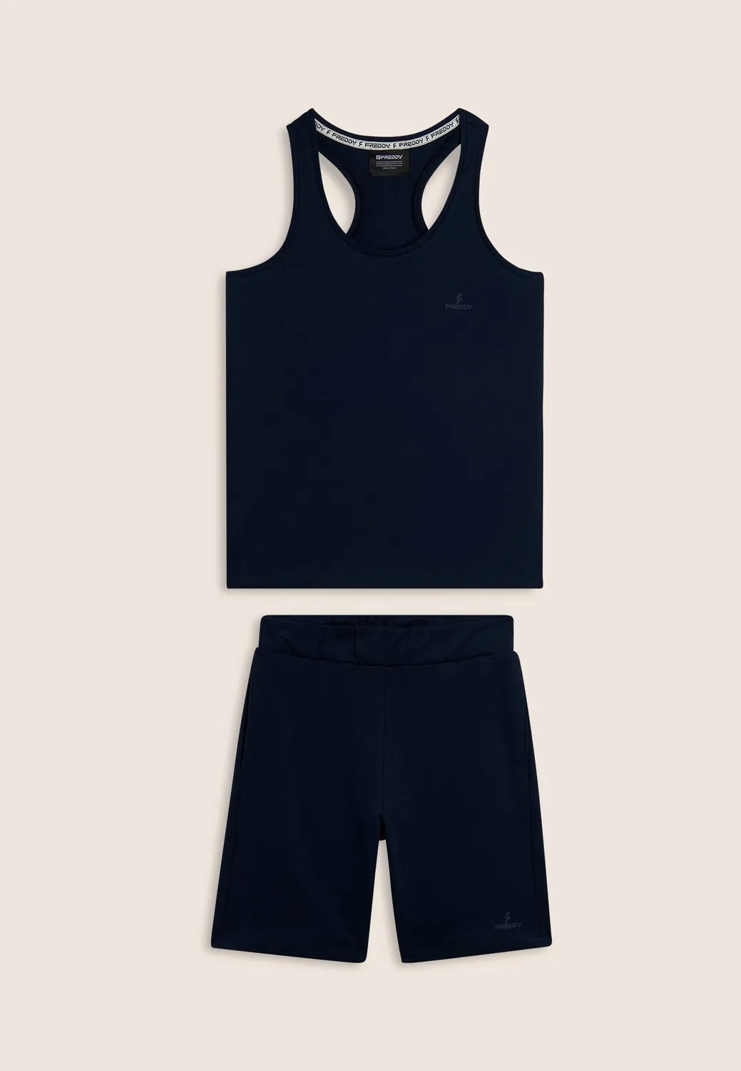 Freddy Baumwoll Sport-Set Top+Shorts Schwarz leicht