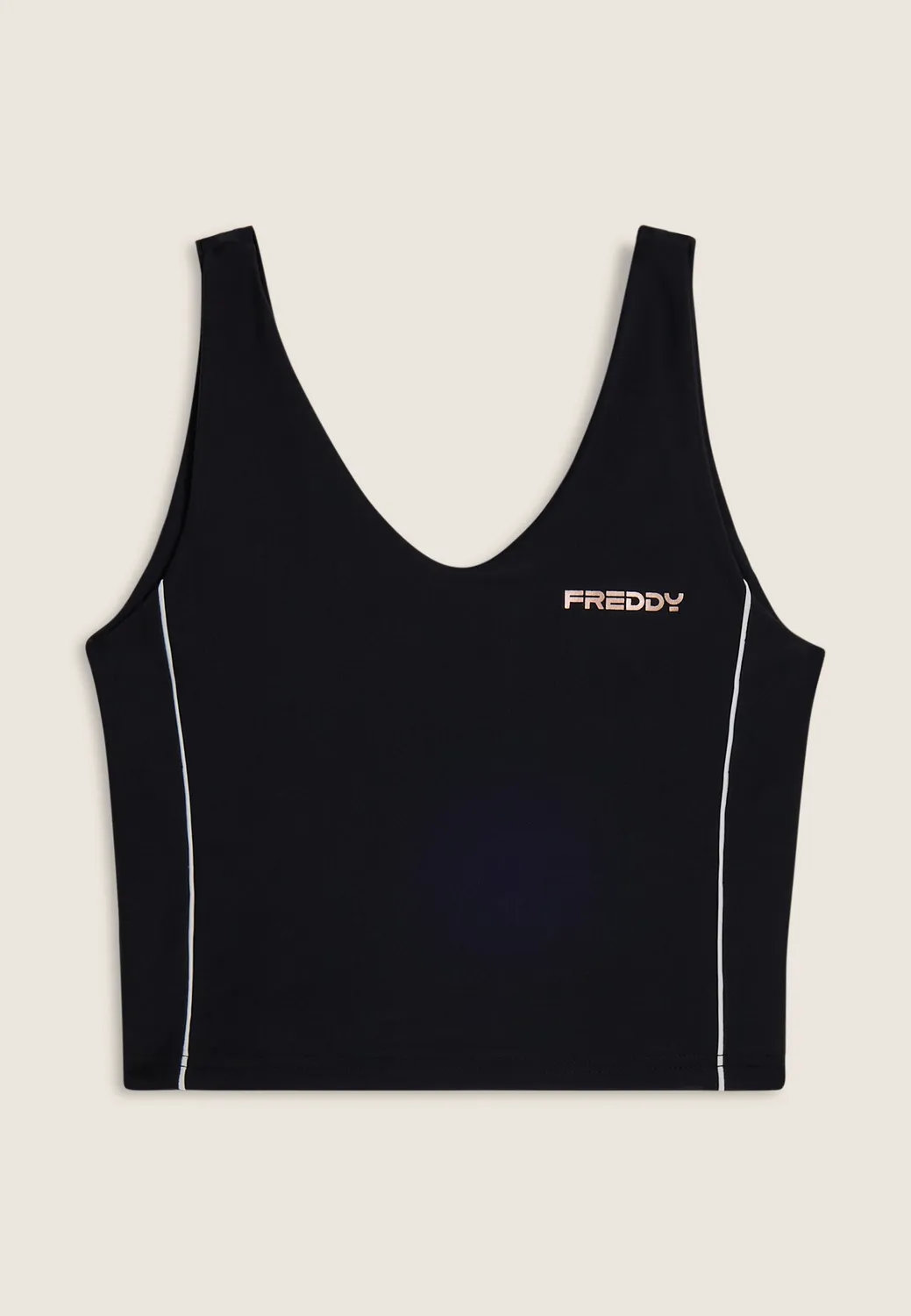 Freddy Crop-Top Jersey Schwarz Kontrastbund atmungsaktiv kurz