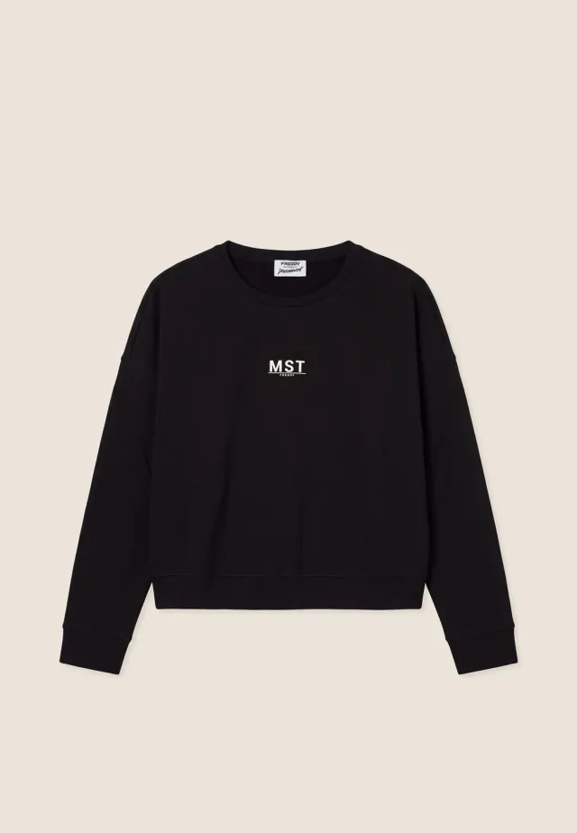 Freddy Oversize Cropped Sweatshirt Nero MST-Print