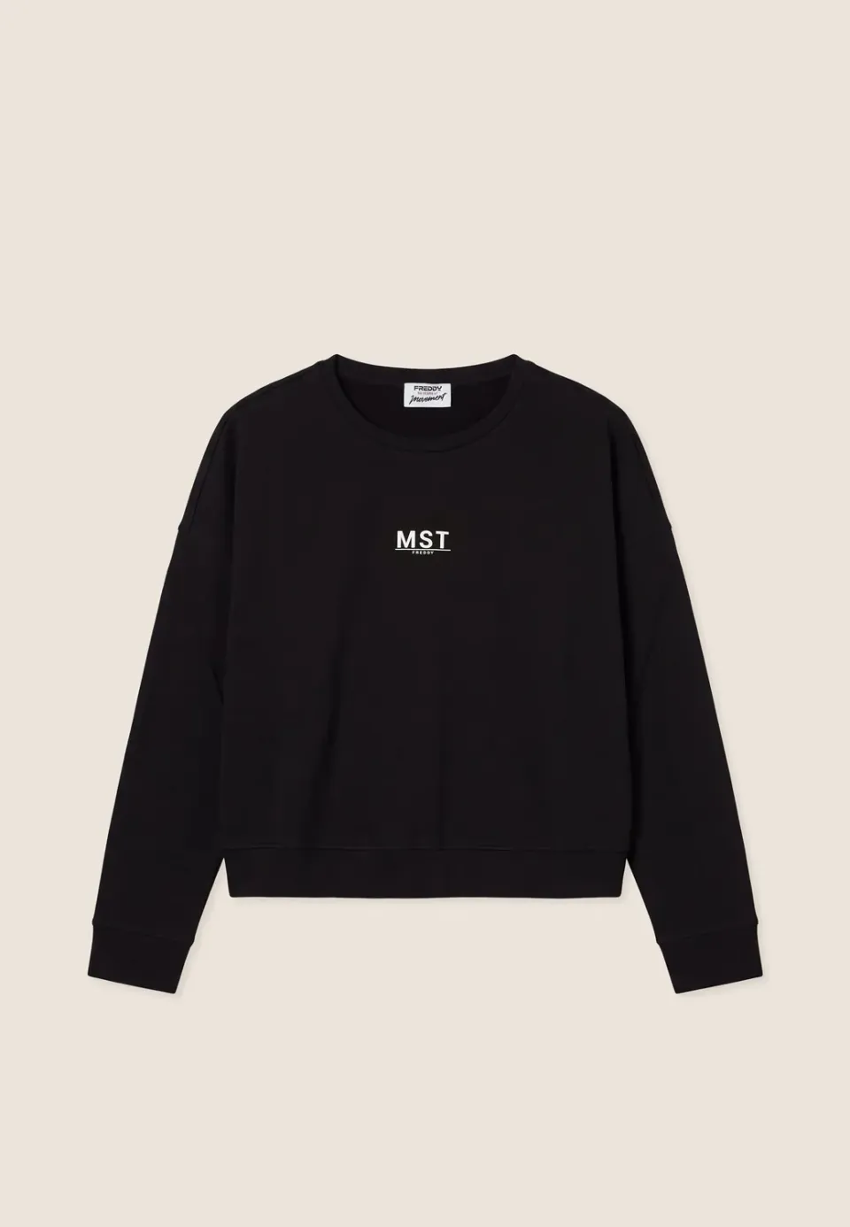 Freddy Oversize Cropped Sweatshirt Nero MST-Print