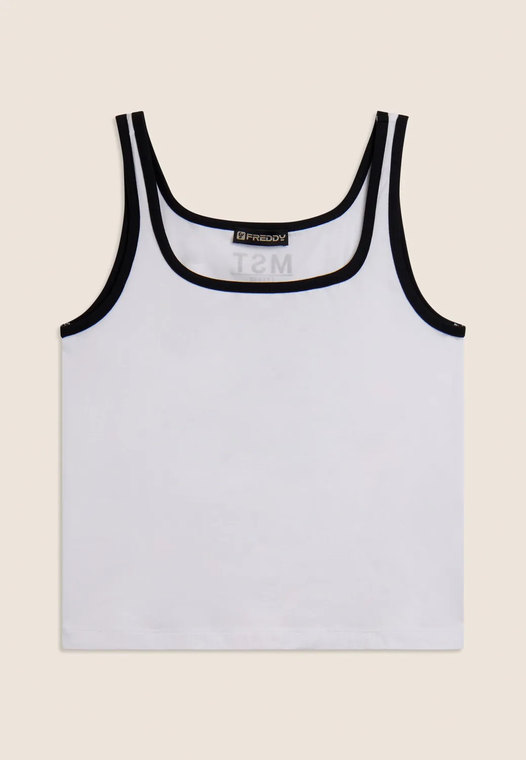 Freddy Tanktop Damen Slim Schwarz-Weiß Baumwolle