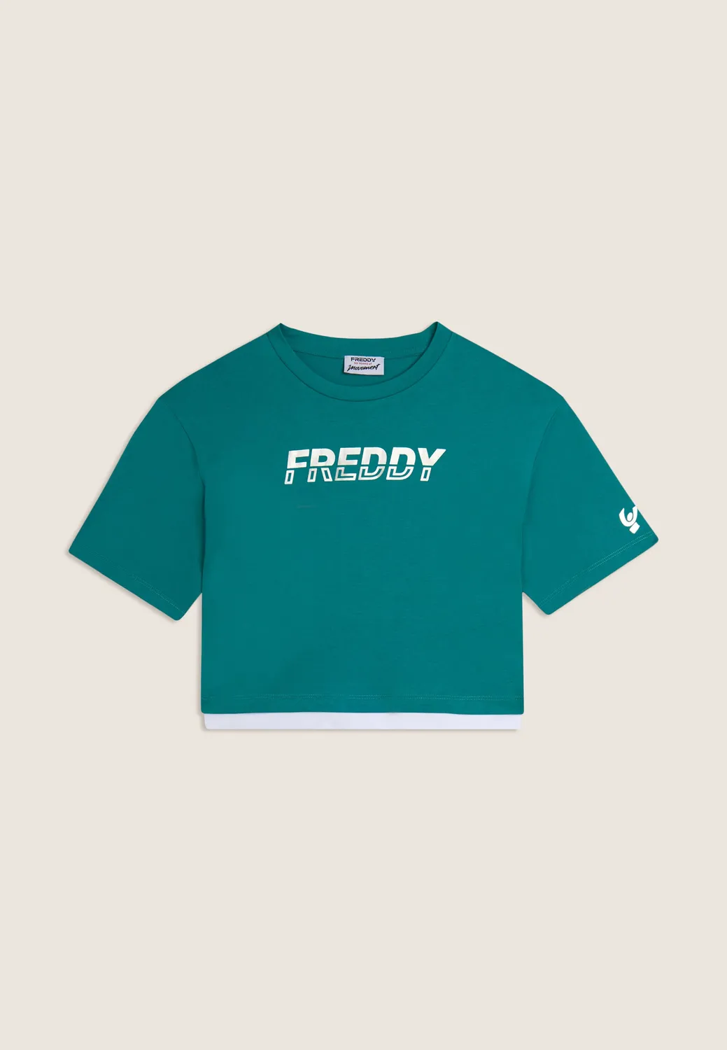 Freddy Cropped T-Shirt Nero-Bianco Kontrast hoher Bund