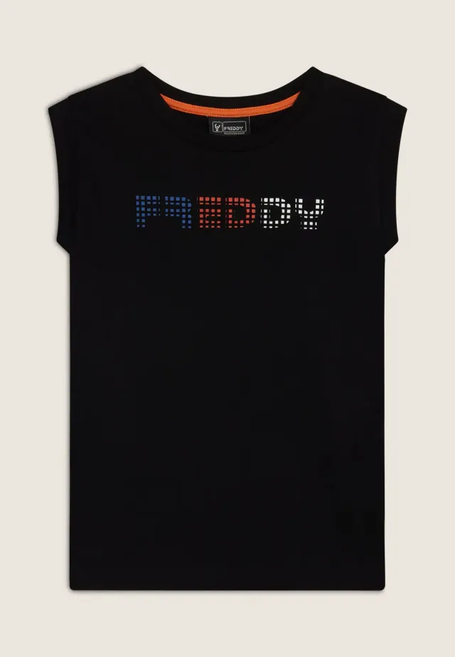 Freddy Tanktop Kinder Schwarz Buntes Logo 10 Jahre
