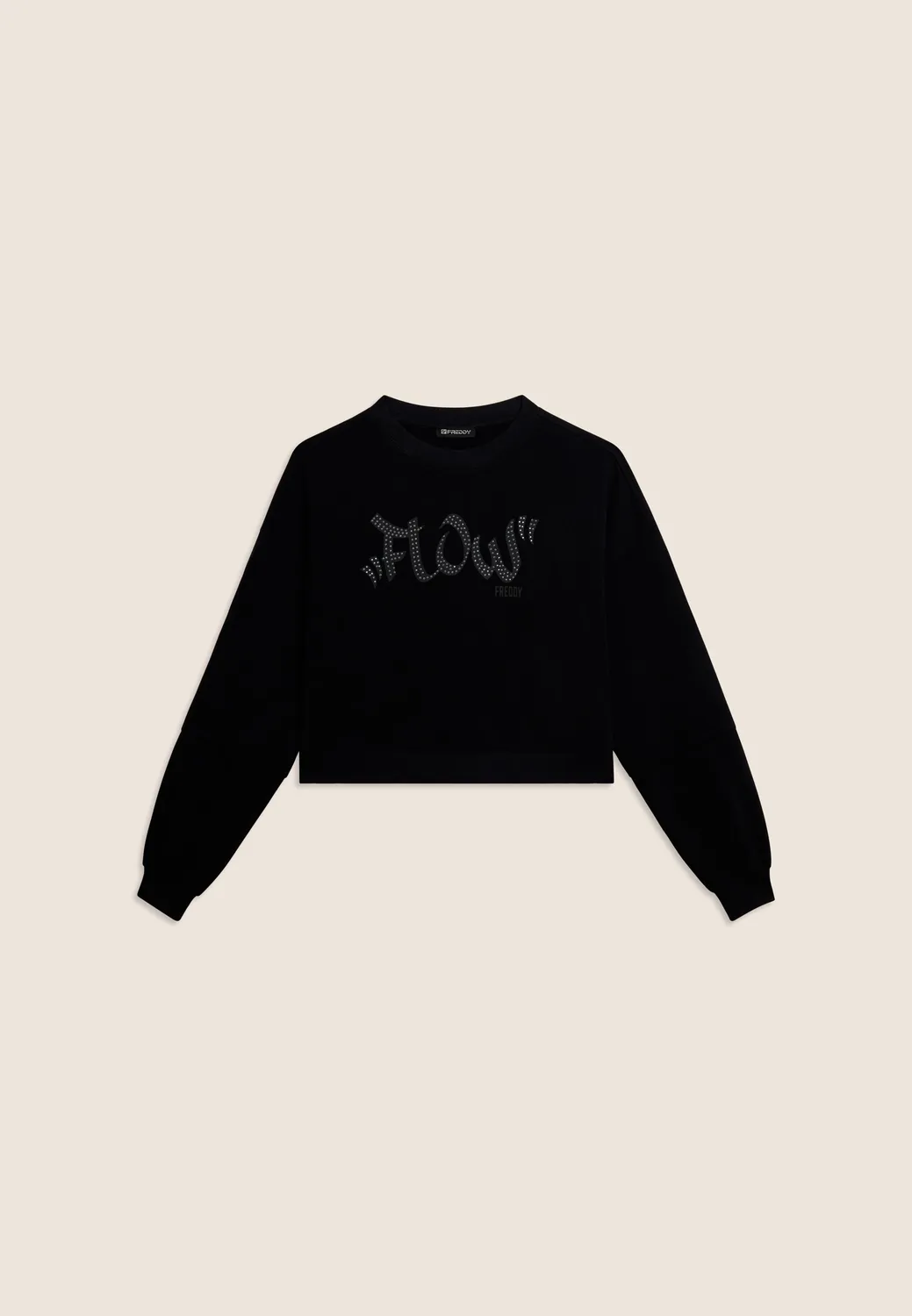 Freddy Flow Cropped Sweatshirt Nero Nieten oversize