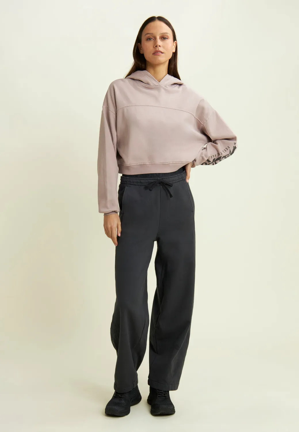 Freddy Cropped Hoodie Street-Art Grau Kapuze Damen