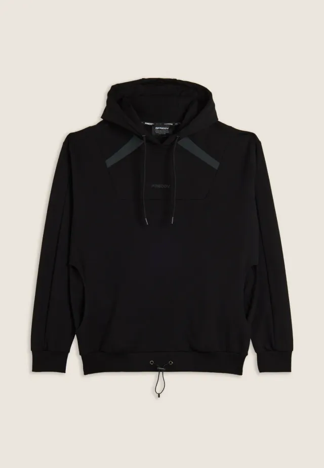 Freddy Kapuzen-Hoodie Schwarz Bauchtasche Baumwolle