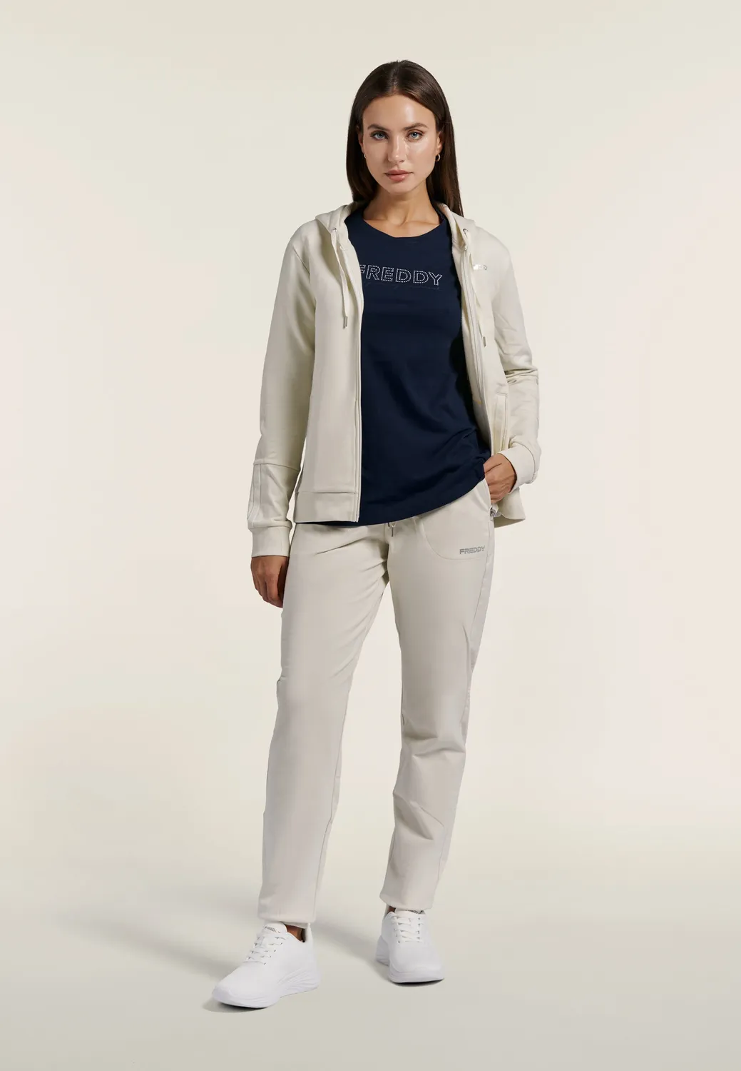 Freddy Kapuzenjacke Damen Navy mit Zip atmungsaktiv