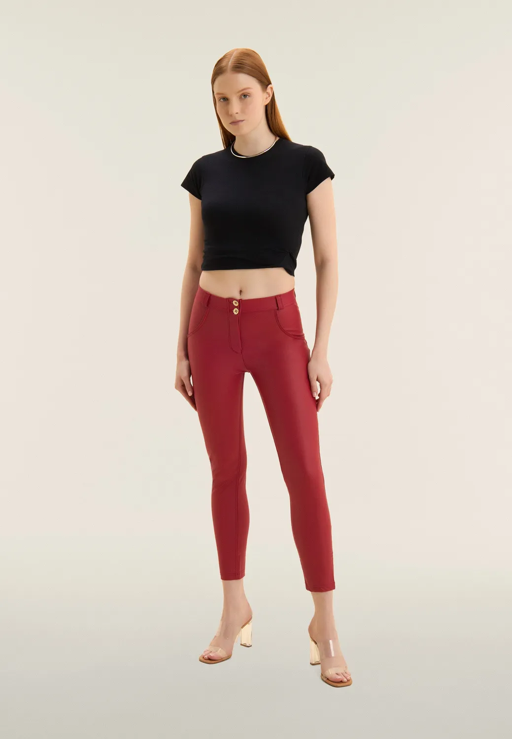 Freddy WR.UP Superskinny 7/8 Kunstleder-Leggings schwarz shaping