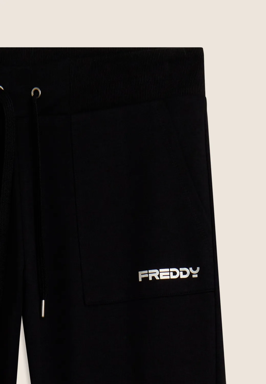 Freddy Sporthose Herren Schwarz Gerade Baumwoll-Jersey