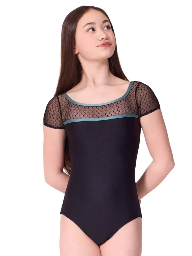 Capezio Enchanted F12611T Leotard Tween Schwarz Kurzarm