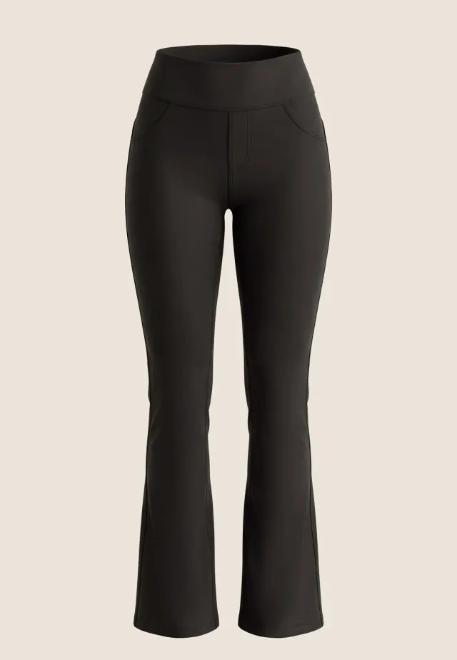 Freddy WR.UP Bootcut Hose Schwarz Kunstleder High Waist