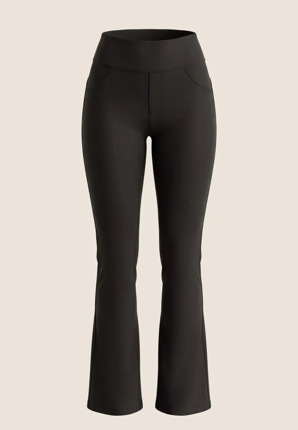 Freddy WR.UP Bootcut Hose Schwarz Kunstleder High Waist