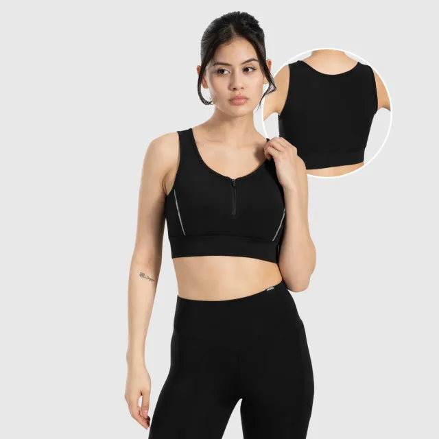 Smilodox Kathi Sport BH Damen Schwarz Frontreißverschluss