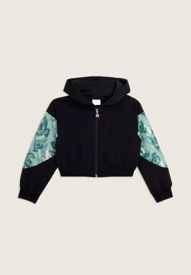 Freddy Junior Color-Block Hoodie schwarz cropped kurz