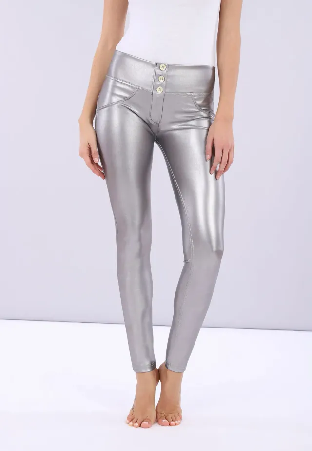 Freddy WR.UP Skinny Hose silber Metallic Kunstleder